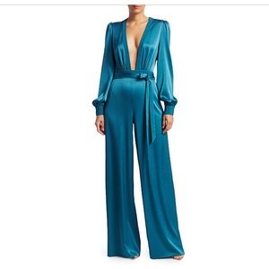 Rachel Zoe Liona Satin Plunge Jumpsuit